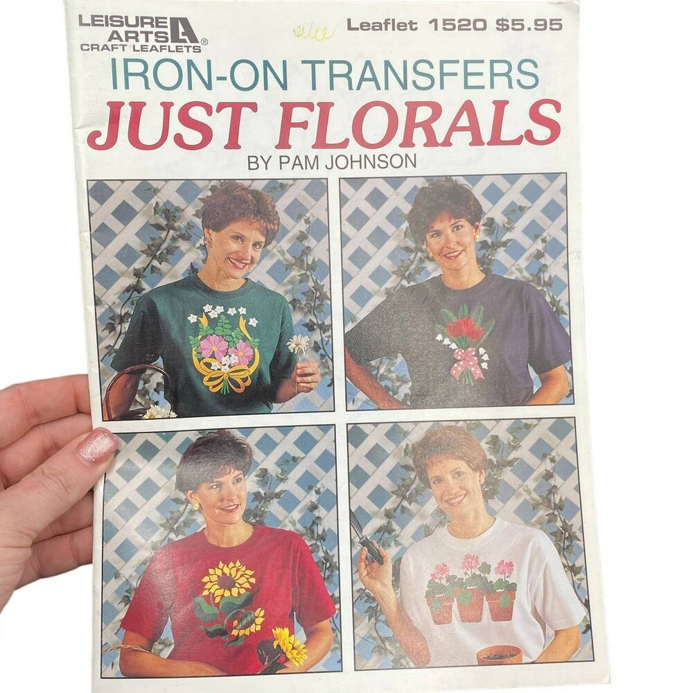 Vintage 1993 Flower craft Iron On Transfer Book for UGLY Granny shirt designs